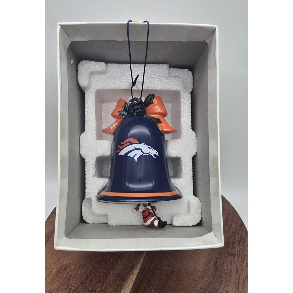 Denver Broncos Christmas Ornament 2004 Danbury Mint Bell NICE Condition